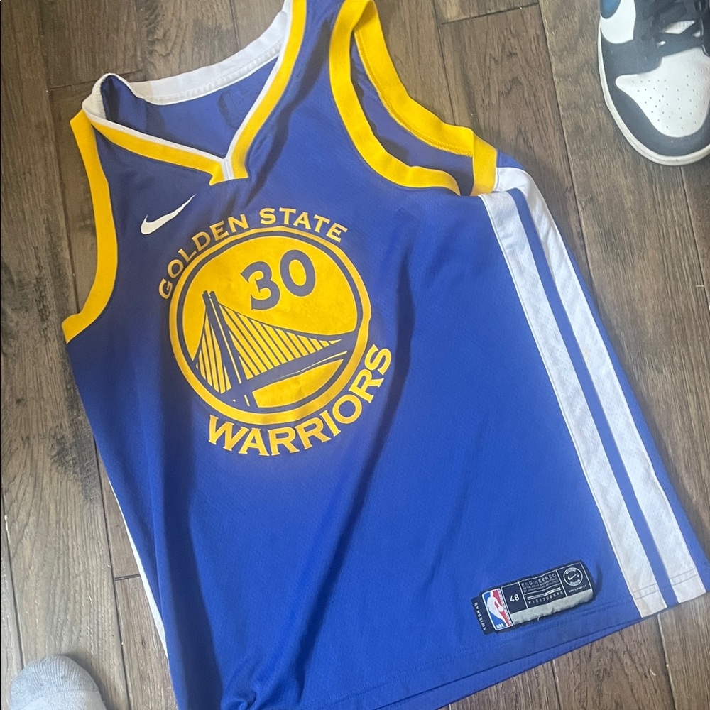 Nike Blue and Yellow Stephen Curry  Jersey